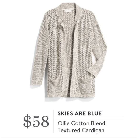 Skies Are Blue Ollie Cotton Blend Textured Cardigan Collared Open Front  Sz: M - Picture 1 of 8